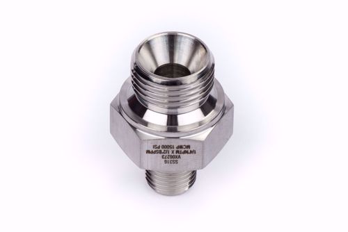 Afbeelding van Verloop 1/4" NPT male x 1/2"BSP male, 60 graden conus