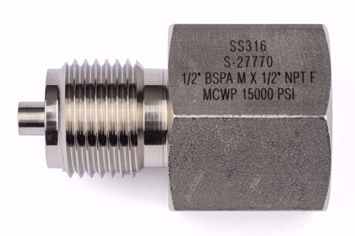 Afbeelding van Adapter 1/2" BSP volgens EN 837 Male x 1/2" NPT Female