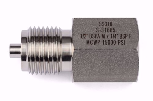 Afbeelding van Adapter 1/2" BSP volgens EN 837 Male x 1/4" BSP Female