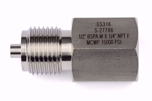 Afbeelding van Adapter 1/2" BSP volgens EN 837 Male x 1/4" NPT Female