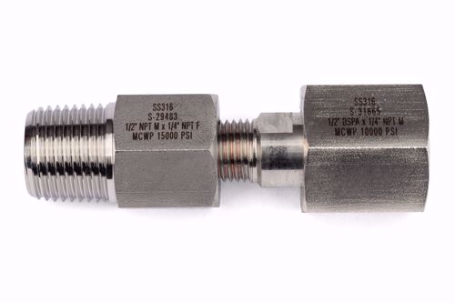 Afbeelding van Verloop 1/2" BSP volgens EN 837 female wartel connectie x 1/2"NPT male - Assembly